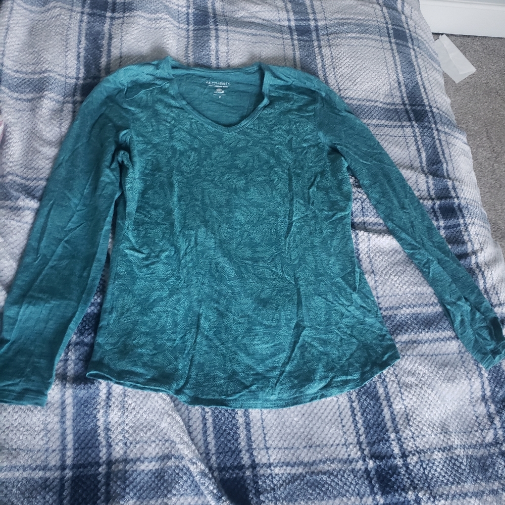 Teal green merino wool long sleeve